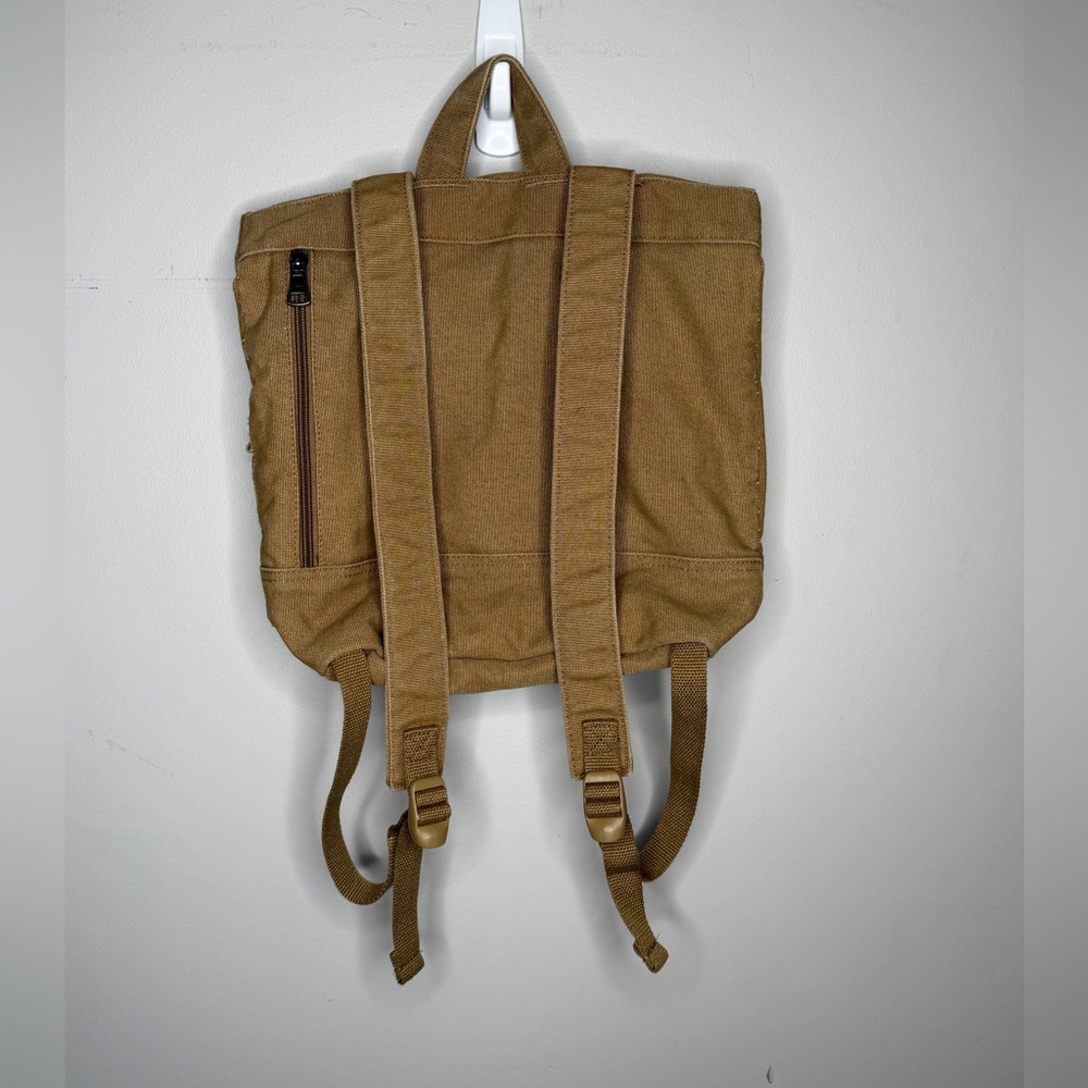 Vans Off The Wall - Brown Canvas Backpack, Zip top, Foldover Bag - Picture 3 of 9